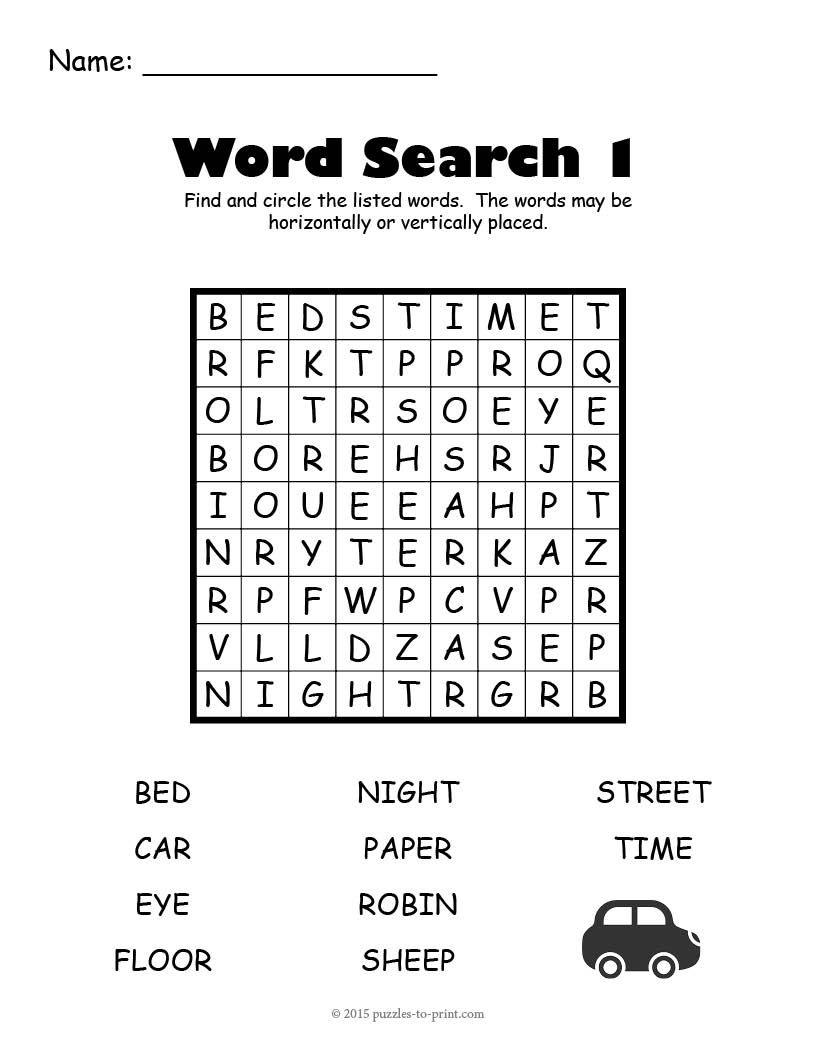 Kindergarten Word Search Puzzles Printable Word Search Printable