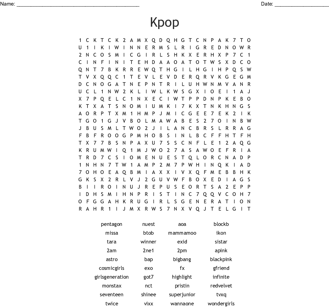 Kpop Crossword - Wordmint