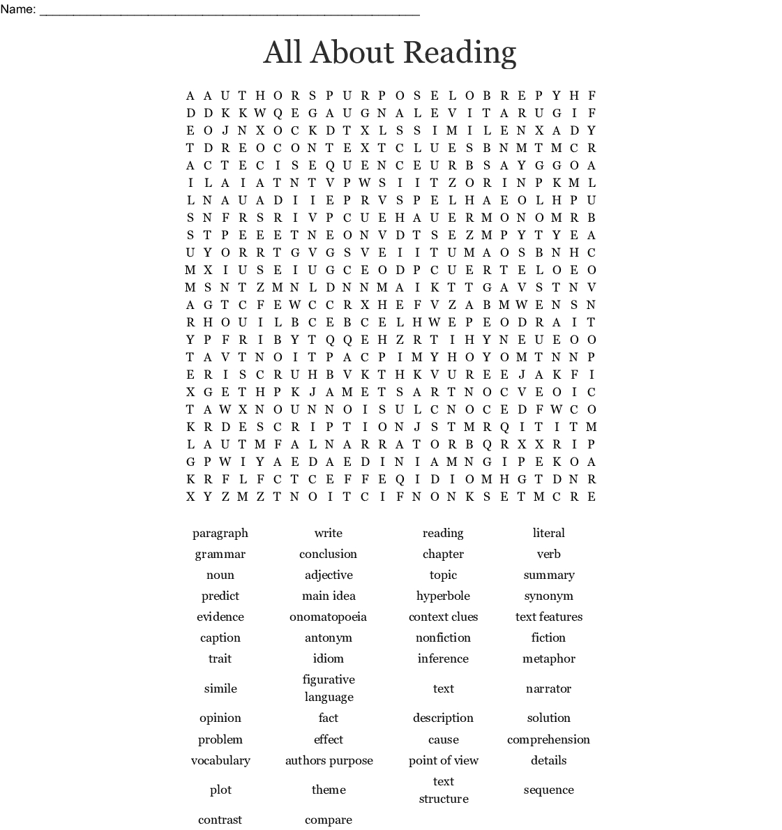Language Arts Word Search Wordmint Word Search Printable