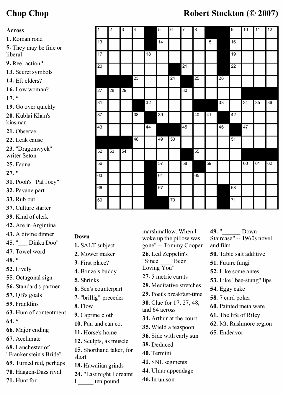 large crosswords to print