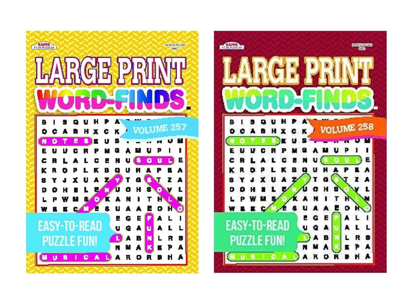 Large Print Word Search Puzzle Book Easy To Read Puzzles Books Vol 257 &amp;amp;  258 Set