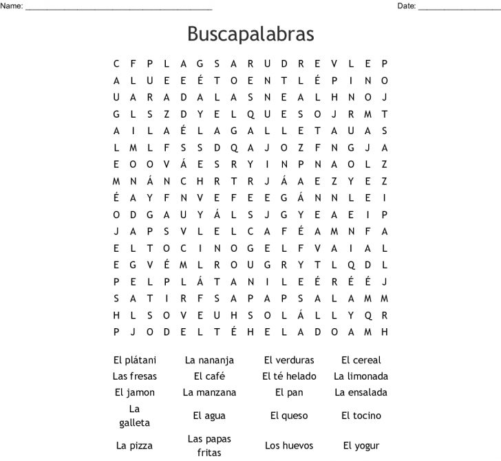 Printable Spanish Word Search Answers