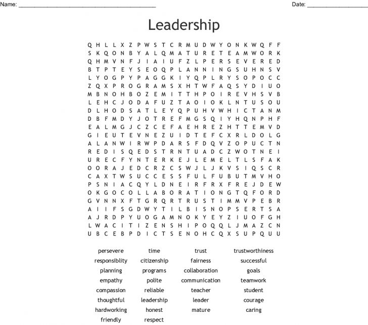 Leadership Word Search Printable