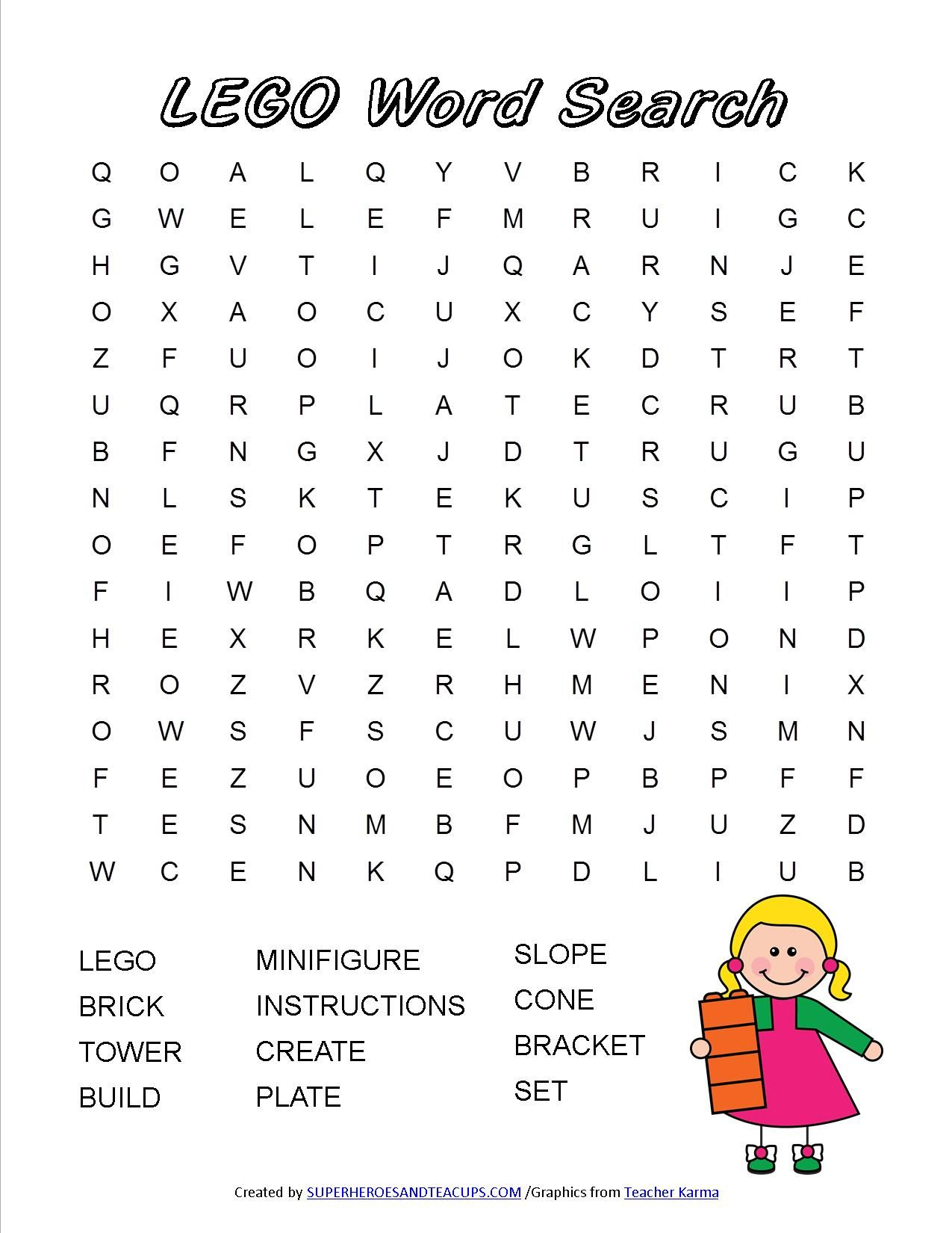 Lego Word Search Free Printable | Батьківство