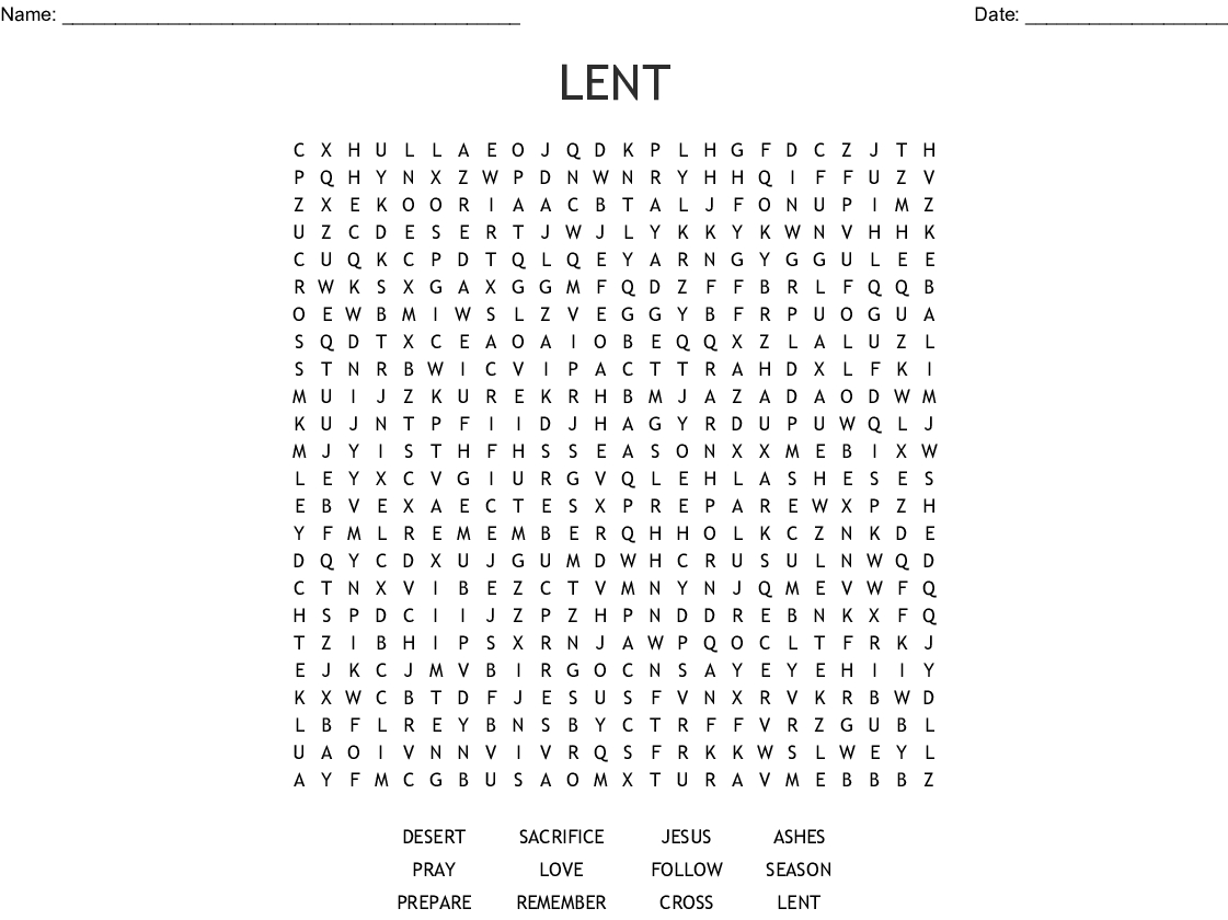 Lent Word Search - Wordmint