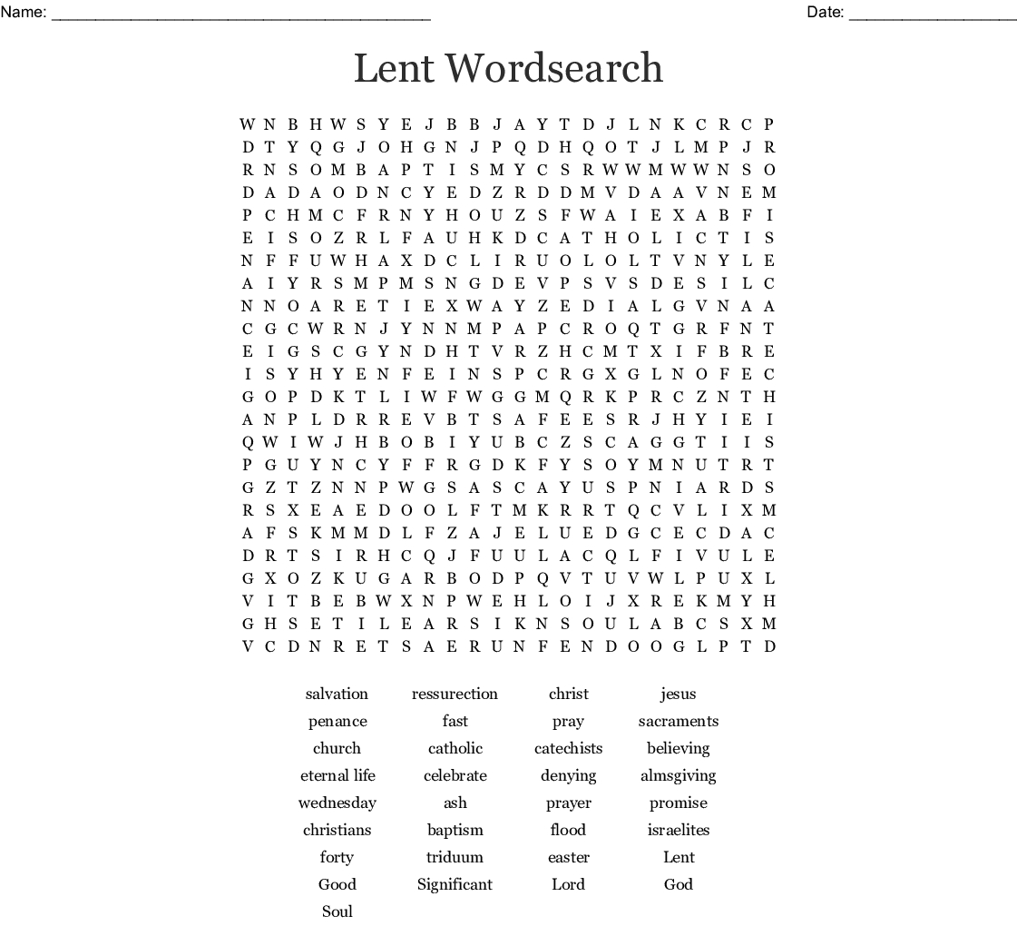Lent Wordsearch - Wordmint