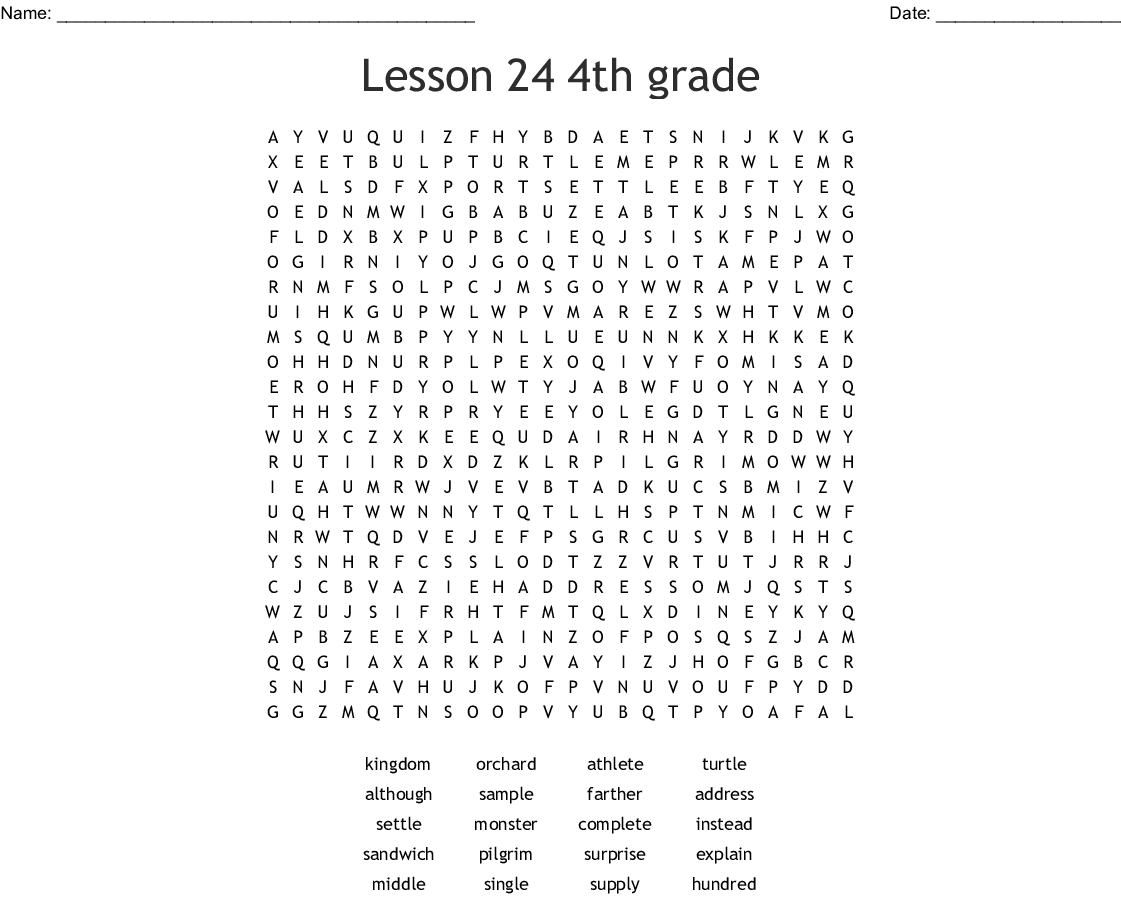 Lesson 24 4Th Grade Word Search - Wordmint