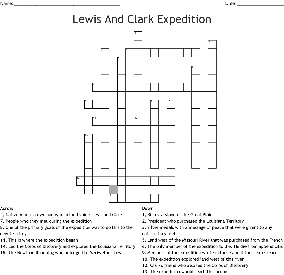Lewis And Clark Word Search - Wordmint