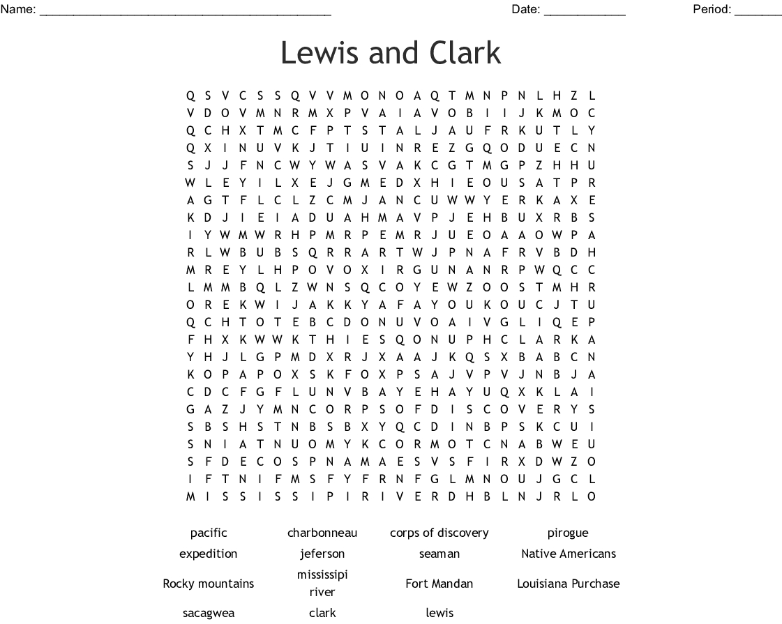 Lewis And Clark Word Search Wordmint Word Search Printable