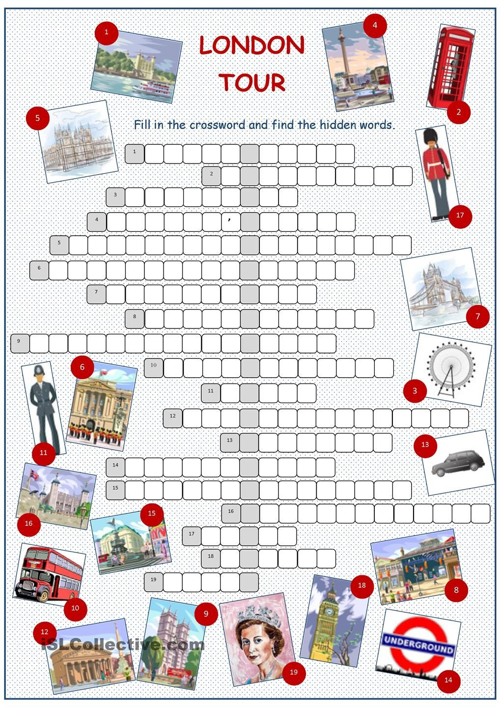 London Tour Crossword Puzzle | London Tours, Crossword, London