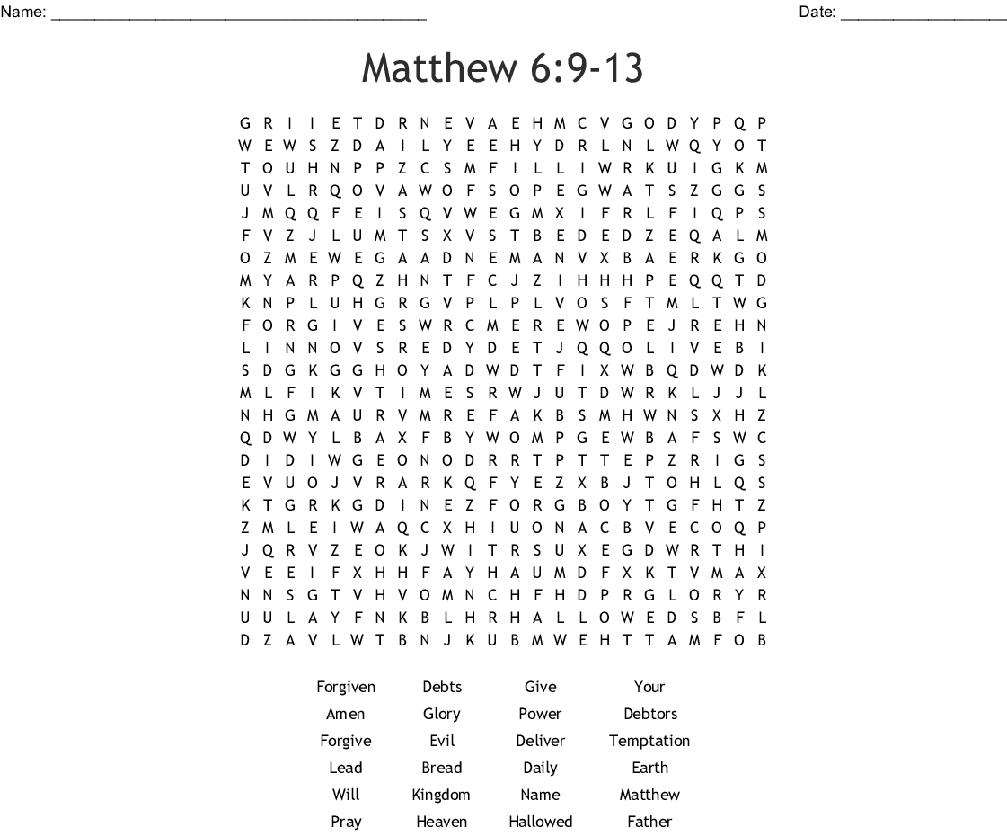 Lord&amp;#039;s Prayer Word Search - Wordmint