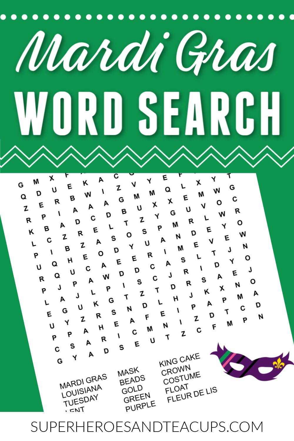 Mardi Gras Word Search Free Printable | Mardi Gras, Free