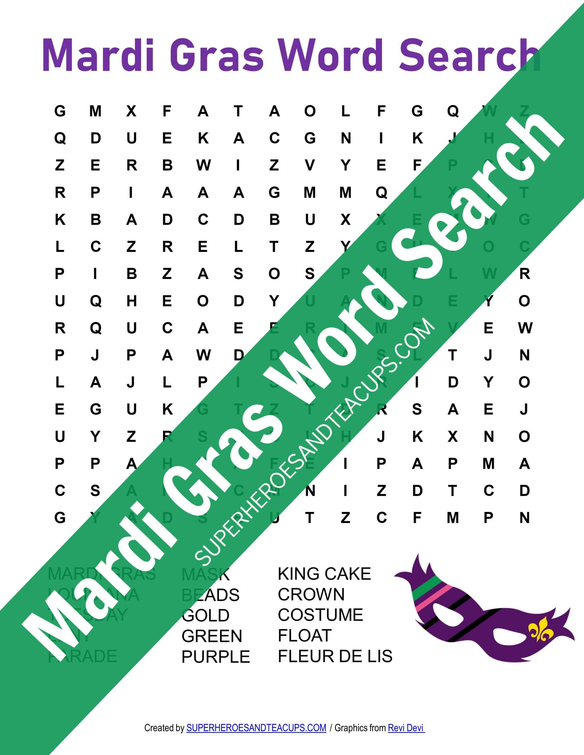 Mardi Gras Word Search Free Printable | Superheroes And Teacups