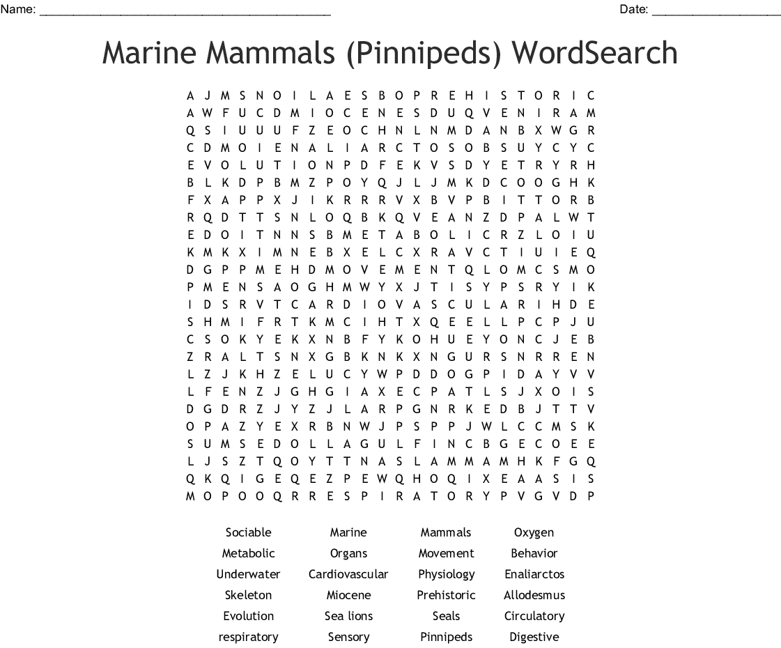 Marine Biology Word Search Wordmint Word Search Printable