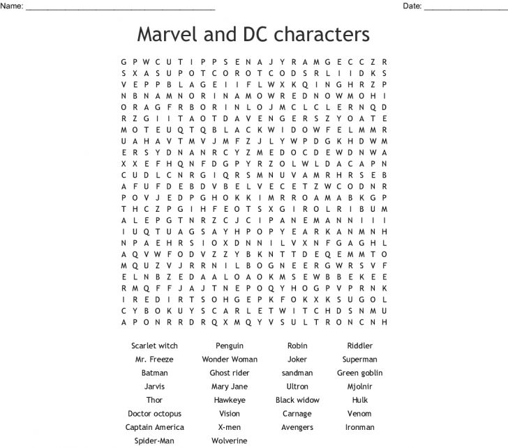 Word Search Superheroes Printable