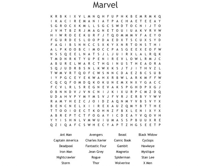 Marvel Word Search - Wordmint - Word Search Printable