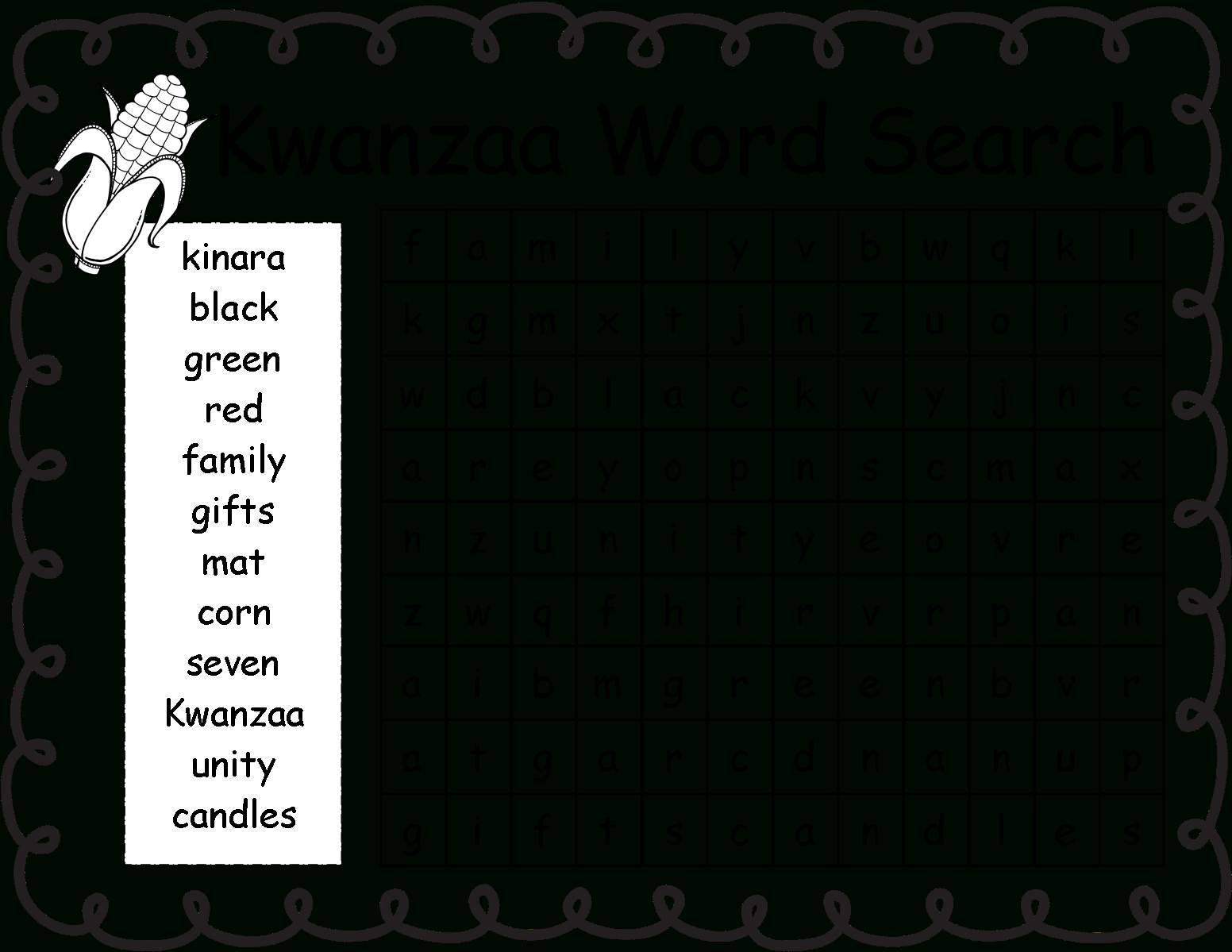 Mat Clipart Kwanzaa - Word Puzzle In English , Transparent