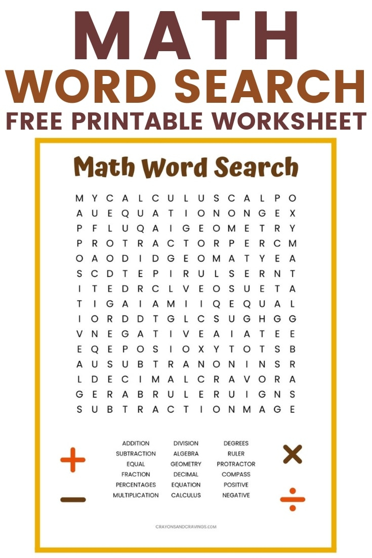 Math Word Search Free Printable