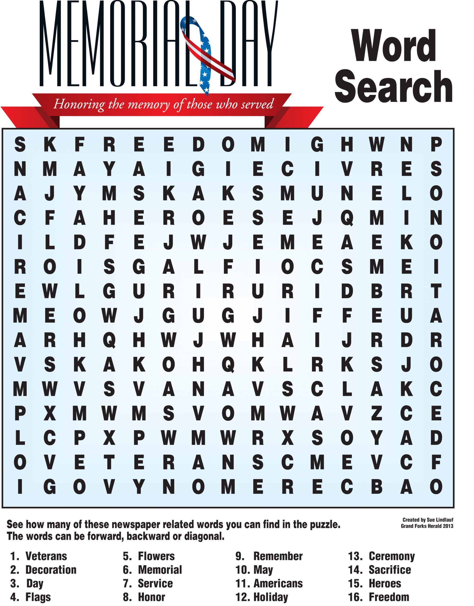 Memorial Day Word Search | Nie Rocks!