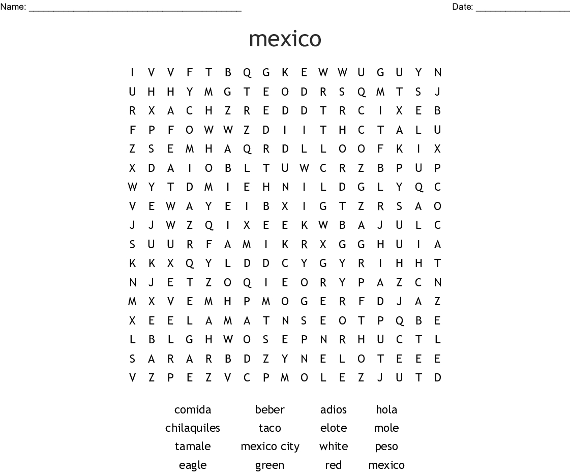 Mexico Word Search - Wordmint
