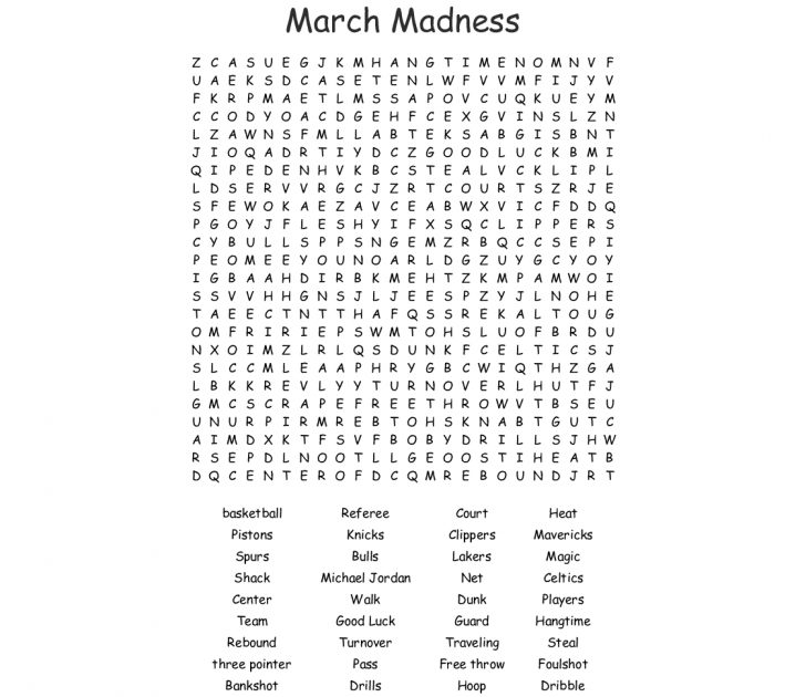 Free Printable March Word Search Puzzles