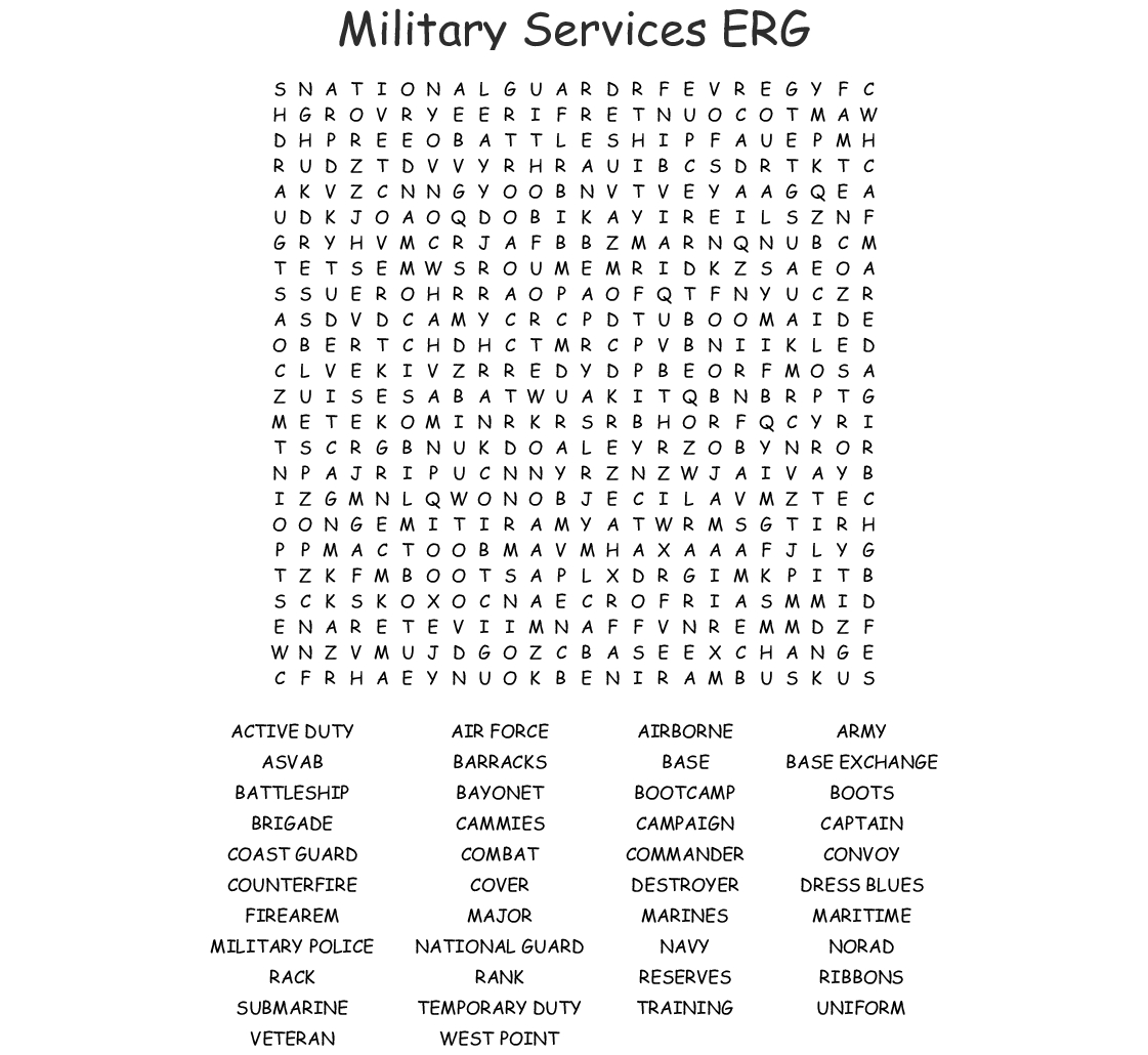 Military Word Search - Wordmint