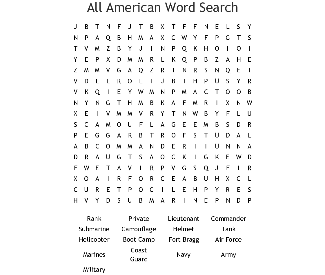 Military Word Search - Wordmint