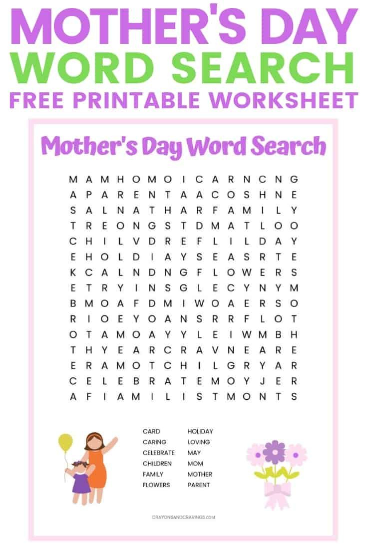 Word Search Mother's Day Printable Word Search Printable