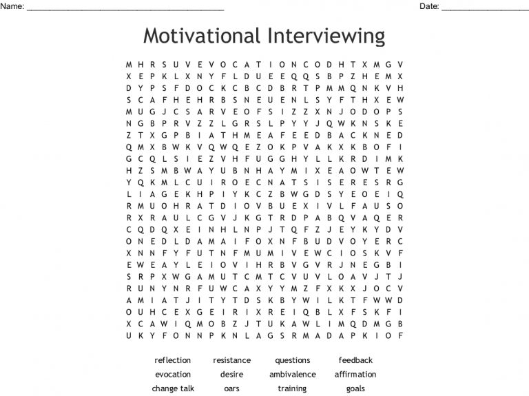 Motivational Interviewing Word Search Wordmint Word Search Printable