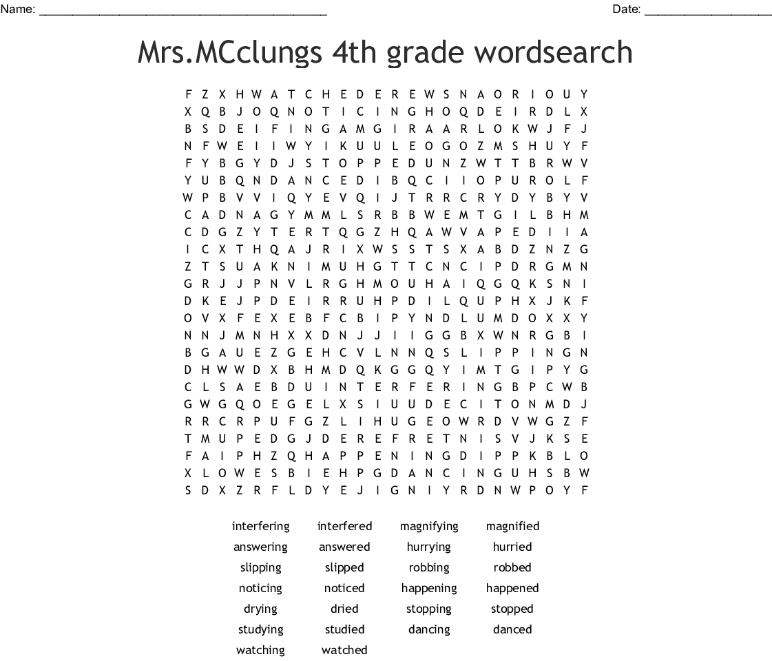 word search printable for 4th grade word search printable