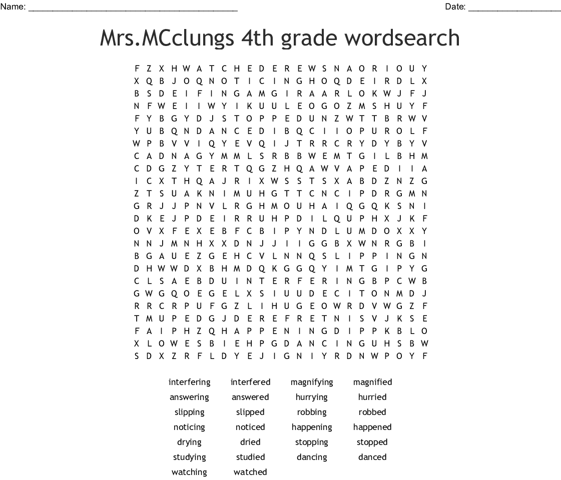 Mrs.mcclungs 4Th Grade Wordsearch - Wordmint