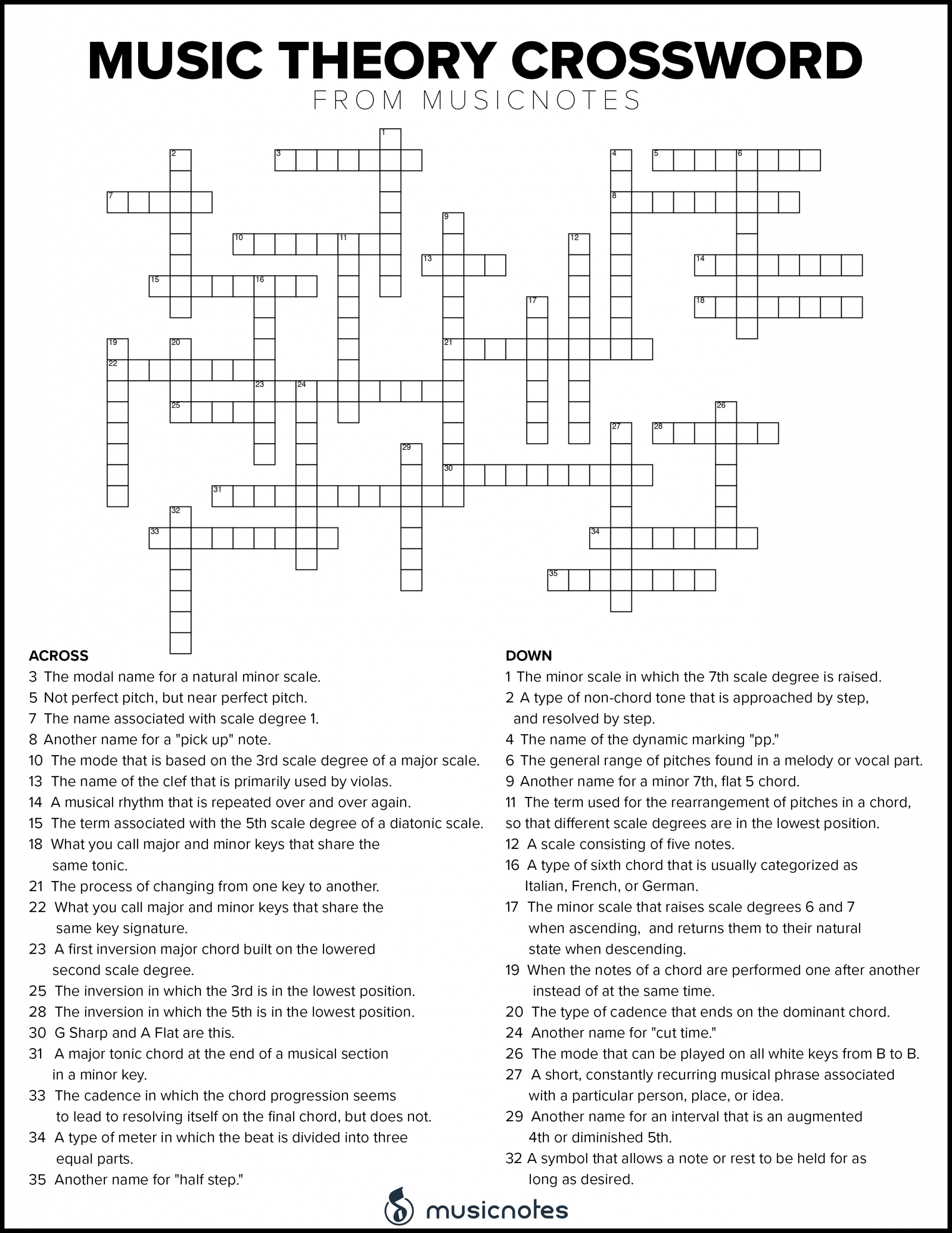 Free Printable Music Word Search Puzzles