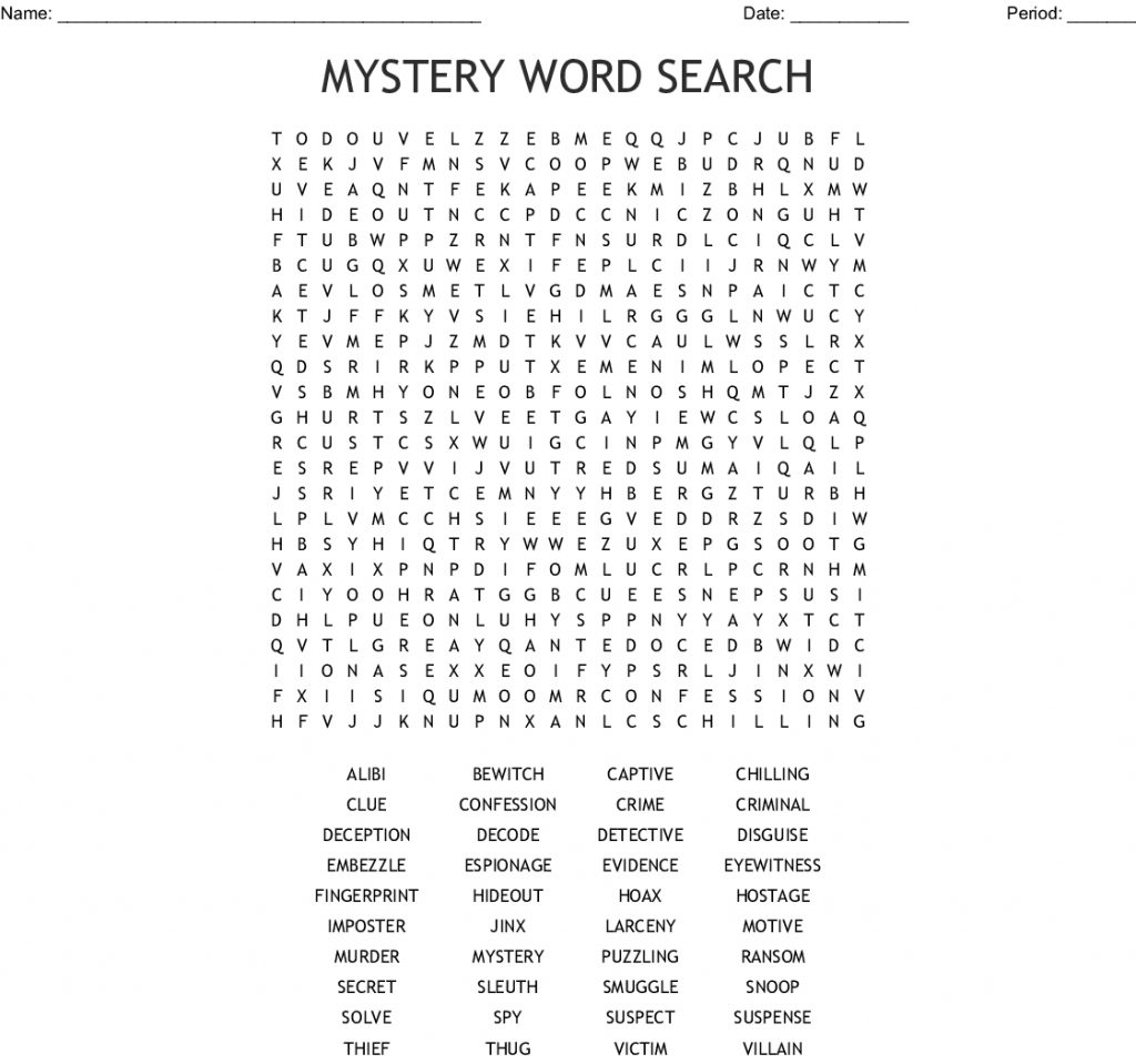 Mystery Word Search Wordmint Word Search Printable