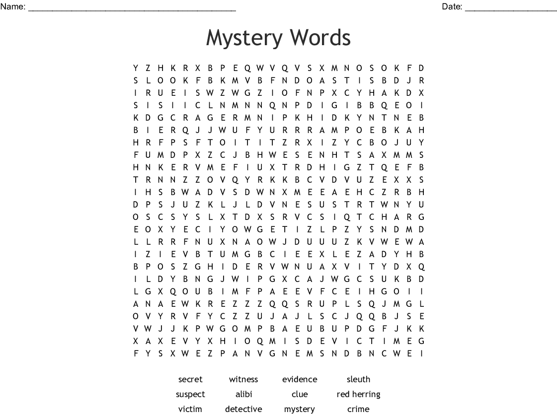 Mystery Words Word Search - Wordmint