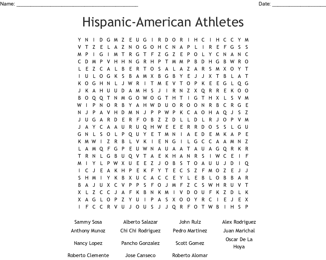 Hispanic Heritage Word Search Printable