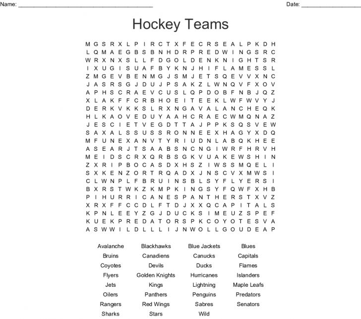 Hockey Word Search Printable