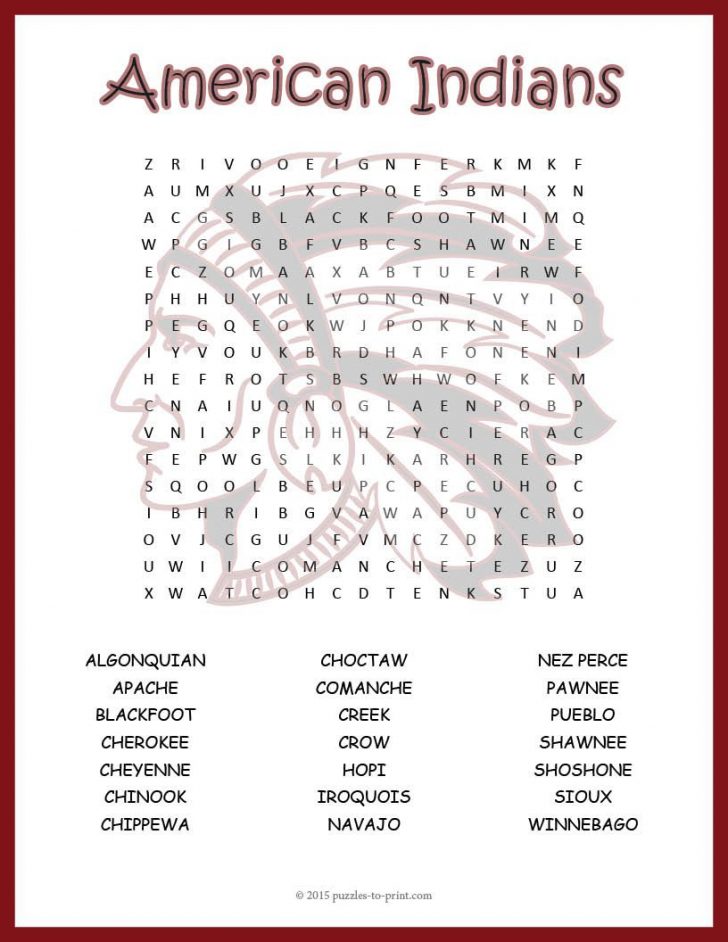 Native American Word Search Printable