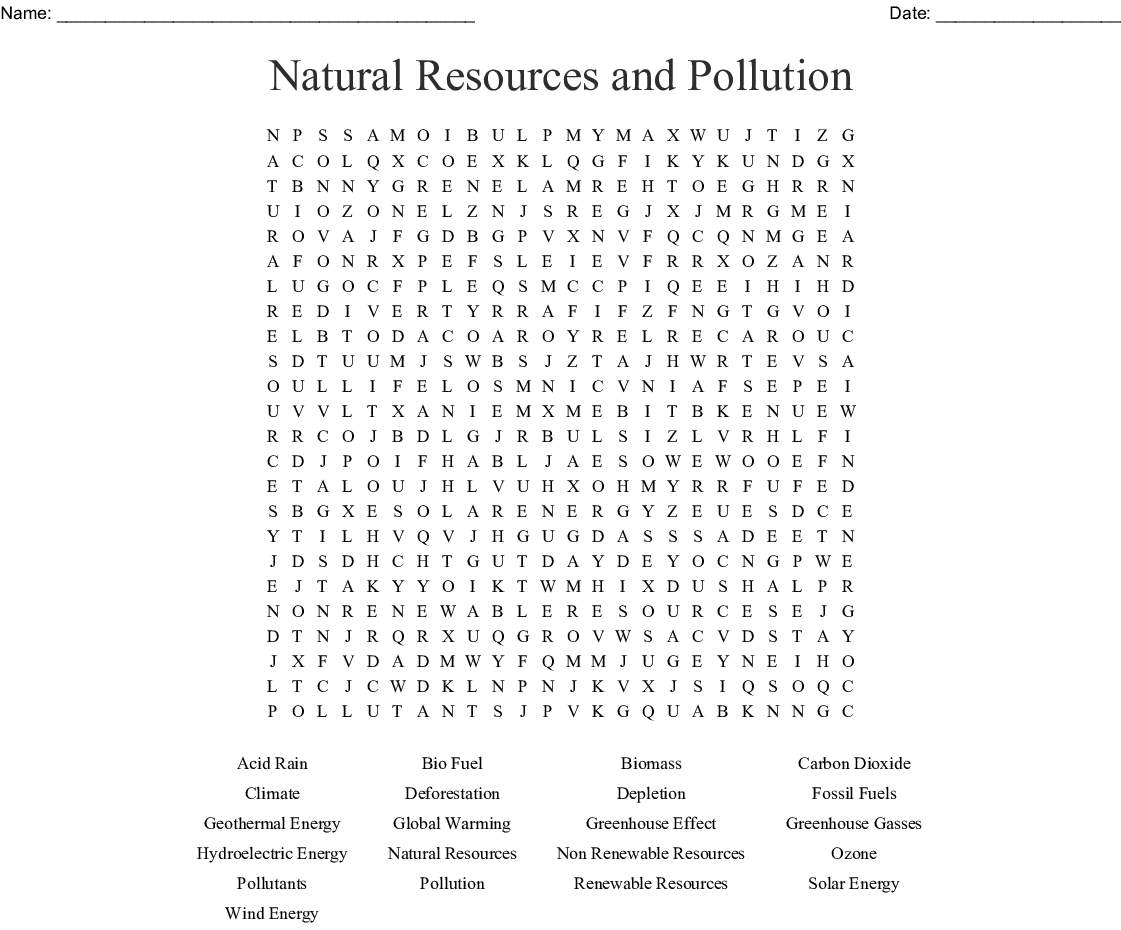 water pollution wordsearch wordmint word search printable