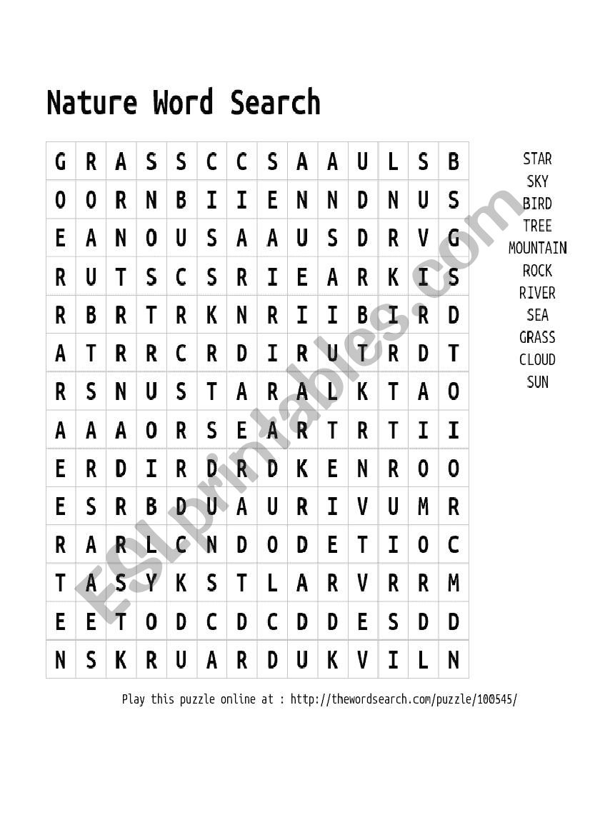 Free Nature Word Search