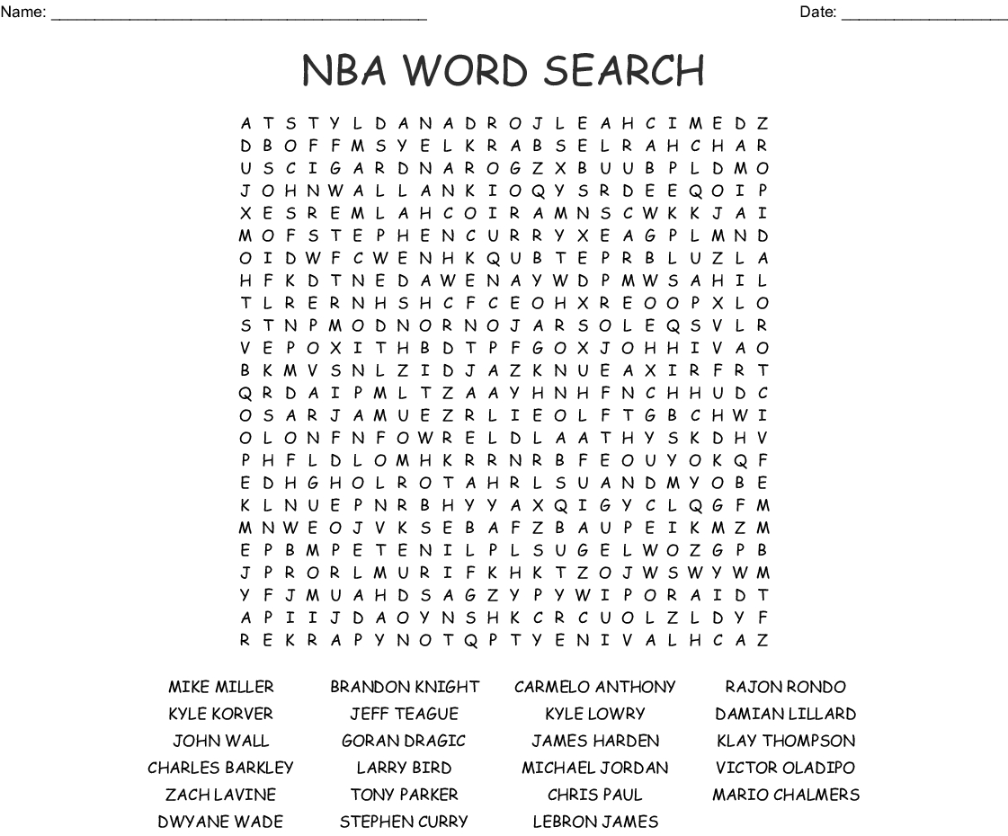 Nba Teams Printable Word Search Puzzle | Word Search Puzzle | Word ...