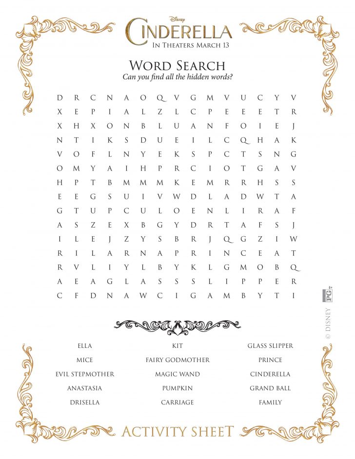 Cinderella Word Search Printable