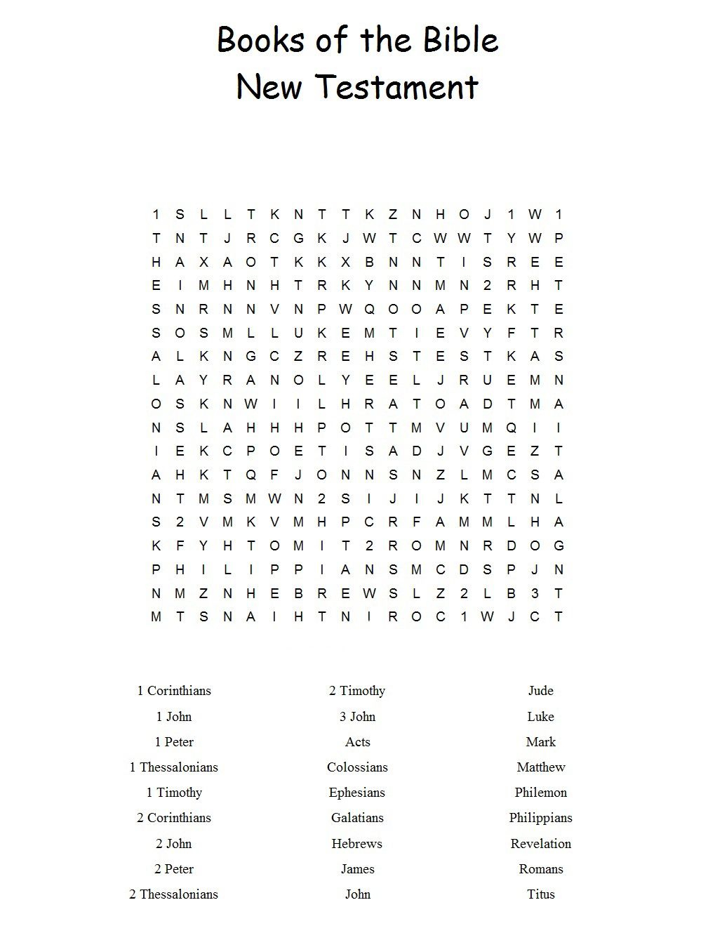 Books Of The Bible Word Search Printable - Word Search Printable