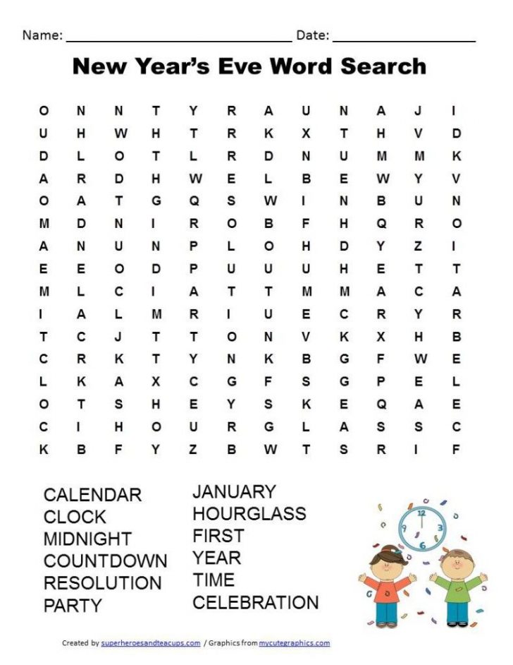 New Years Word Search Puzzles Printable