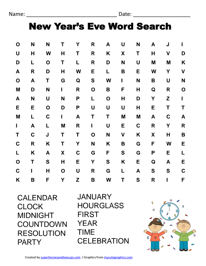 New Year&amp;#039;s Eve Word Search.pdf | New Year&amp;#039;s Eve Activities