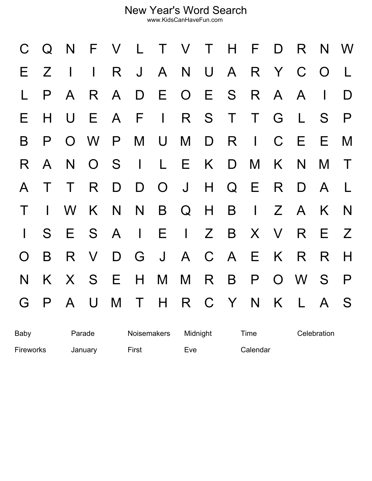 New-Years-Word-Search | Coloring Pages For Kids, New Year