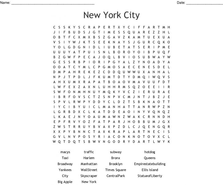 New York Word Search - Wordmint | Word Search Printable