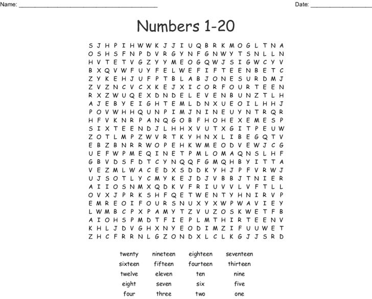 numbers 1 20 word search wordmint word search printable