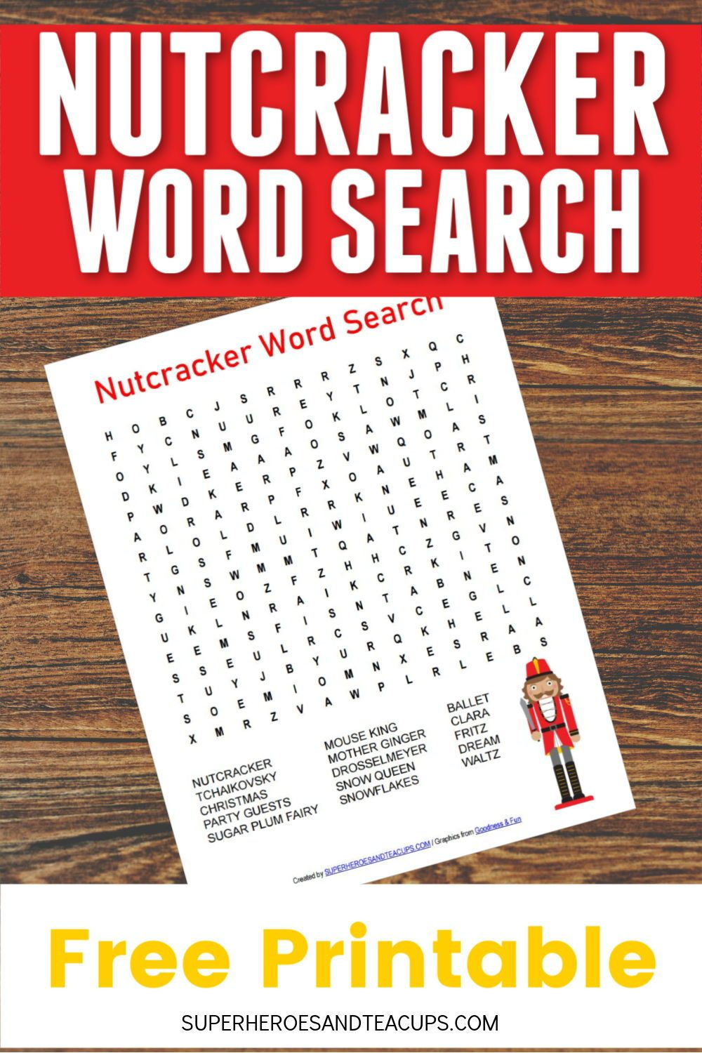 Nutcracker Word Search Printable Word Search Printable