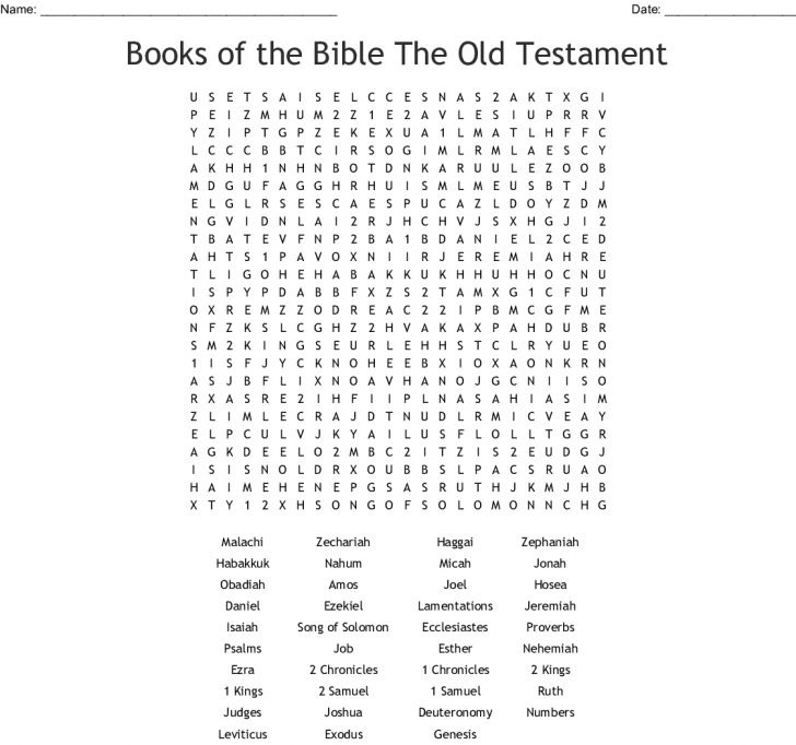 Old Testament Books Crossword Wordmint Word Search Printable