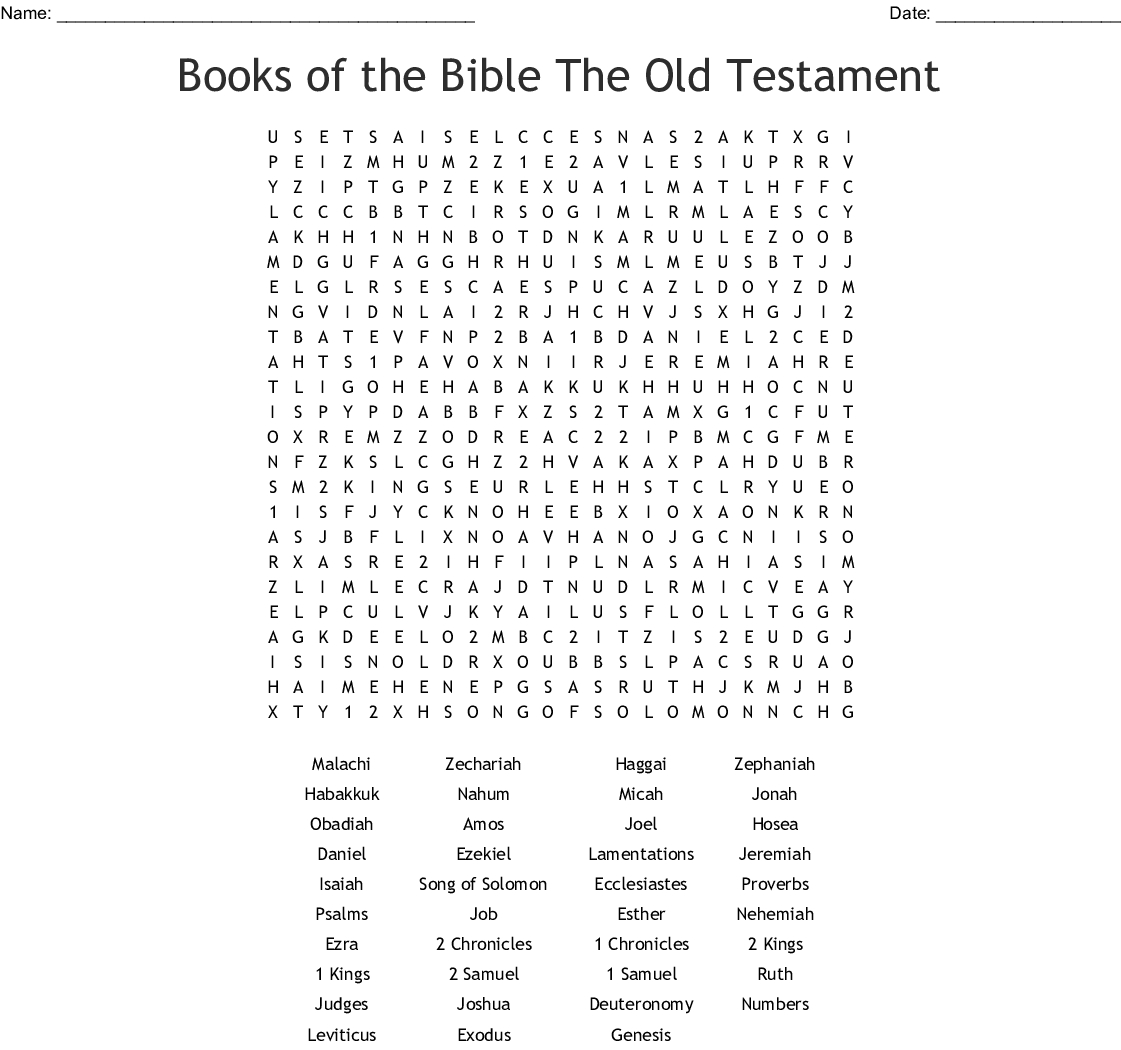 Old Testament Books Crossword - Wordmint